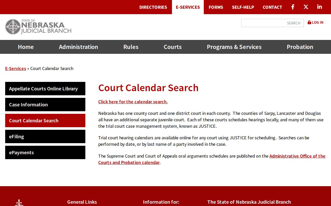 Buffalo County court dates image of Nebraska calendar notice describing Buffalo District Court exclusion