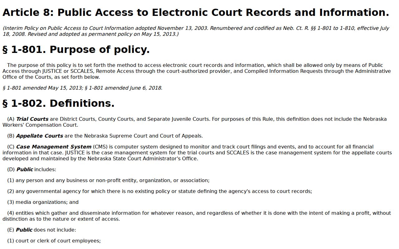 Buffalo County criminal docket restricted records access rule