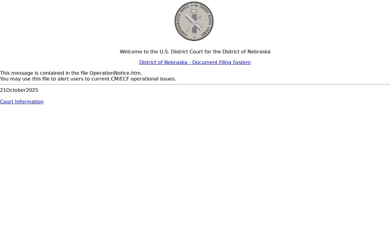 Buffalo County court docket federal CM ECF filing context