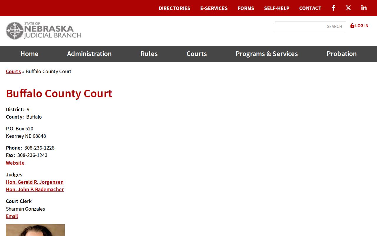 Ravenna court docket route through the Buffalo County Court office